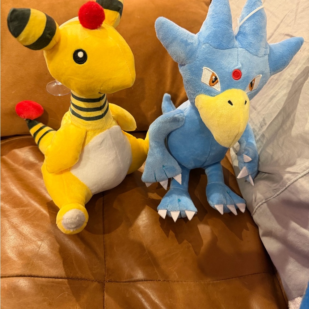 Pokemon Yellow and Blue Stuffed Animal Duo